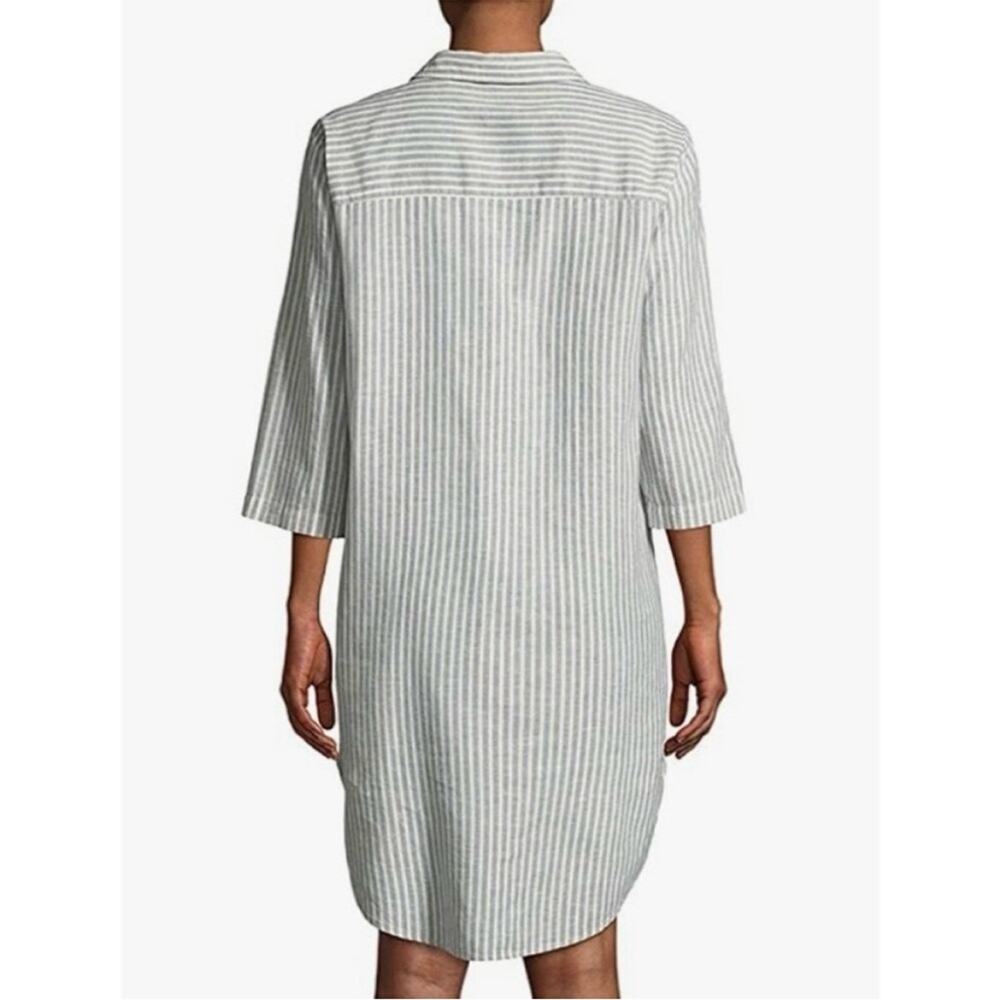 Eileen Fisher Chambray Hemp Striped
Shirt Dress Tunic Sz M blue white - Picture 3 of 11